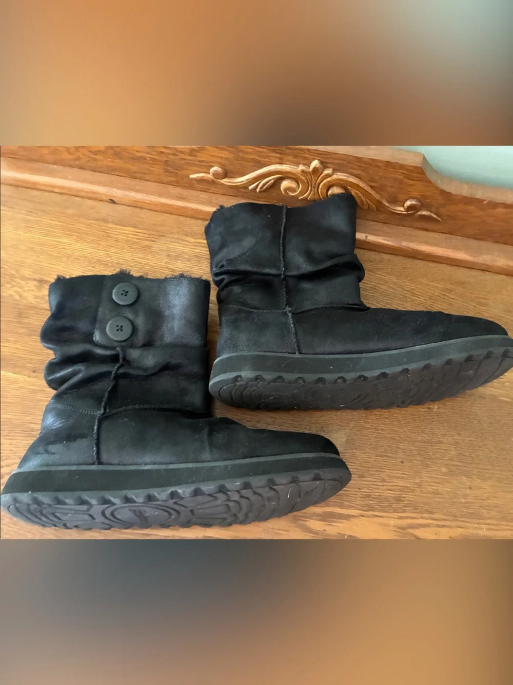 Skechers Black Button Suede Ankle Boots